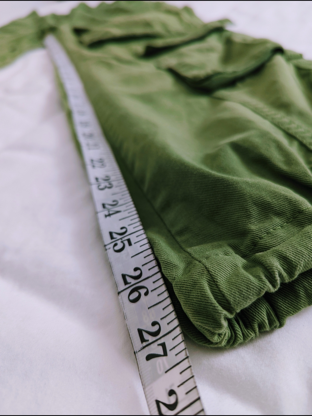 Bershka Green Cargo Elastic Waistband Jogger Pants Wide Leg S/P - Picture 4 of 7